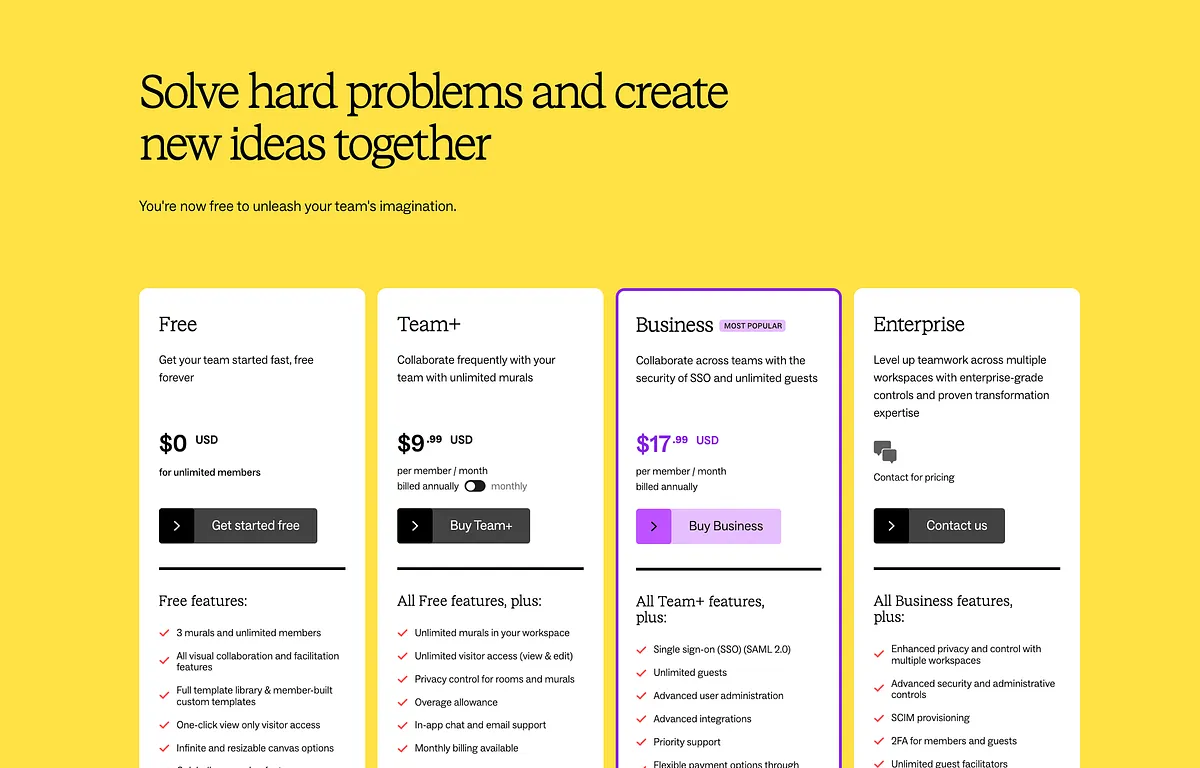 100 Best Pricing Page Examples of 2025 | Design Blog by Robert Gourley |  Robert Gourley